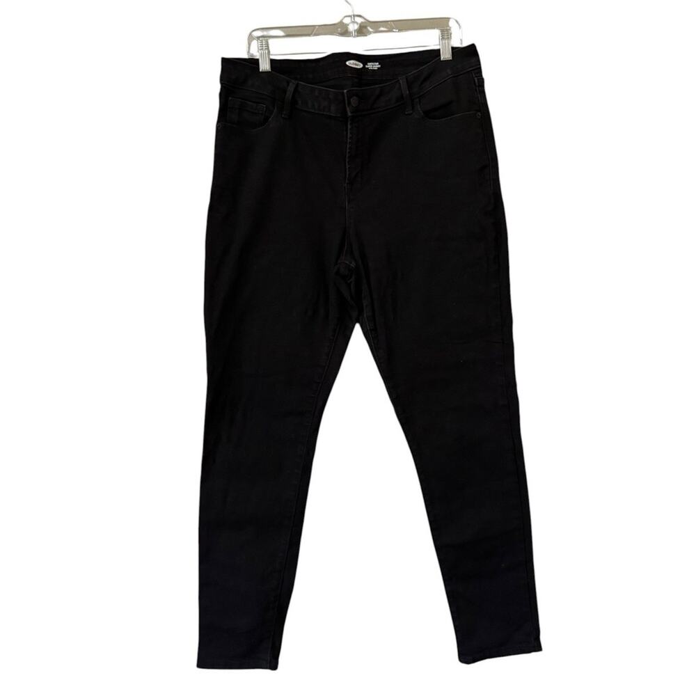 Old Navy Rockstar Jeans Super Skinny Black Mid Rise Stretch Women Size 14 Preppy